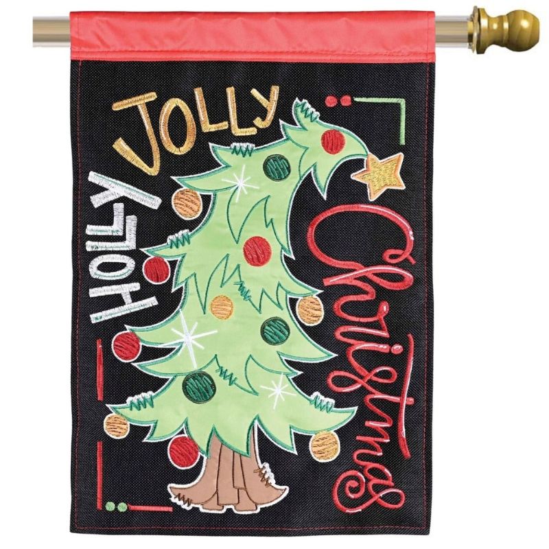 Tree Holly Jolly Christmas House Flag